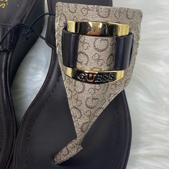 Guess tan and brown platform slide sandals size9 - Picture 3 of 4